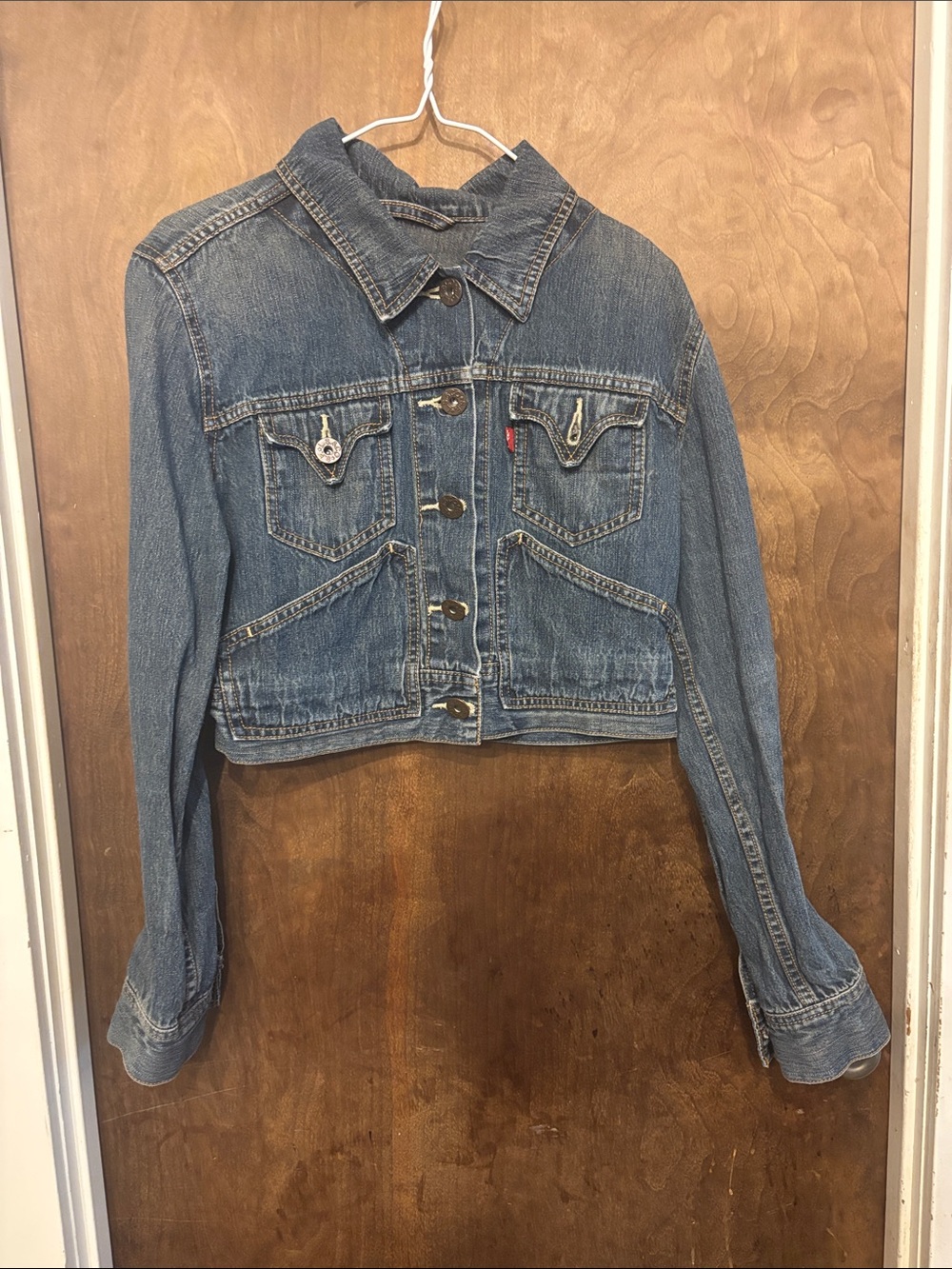 Levi's Medium Blue Cropped Denim Jacket